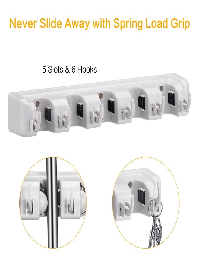 Champs White 5-Slot Wall Mounted Mop Broom Holder, 16" x 3.5" x 2.5", Modern Style, 25 lbs Capacity, Garage, Laundry, Kitchen - Image 3